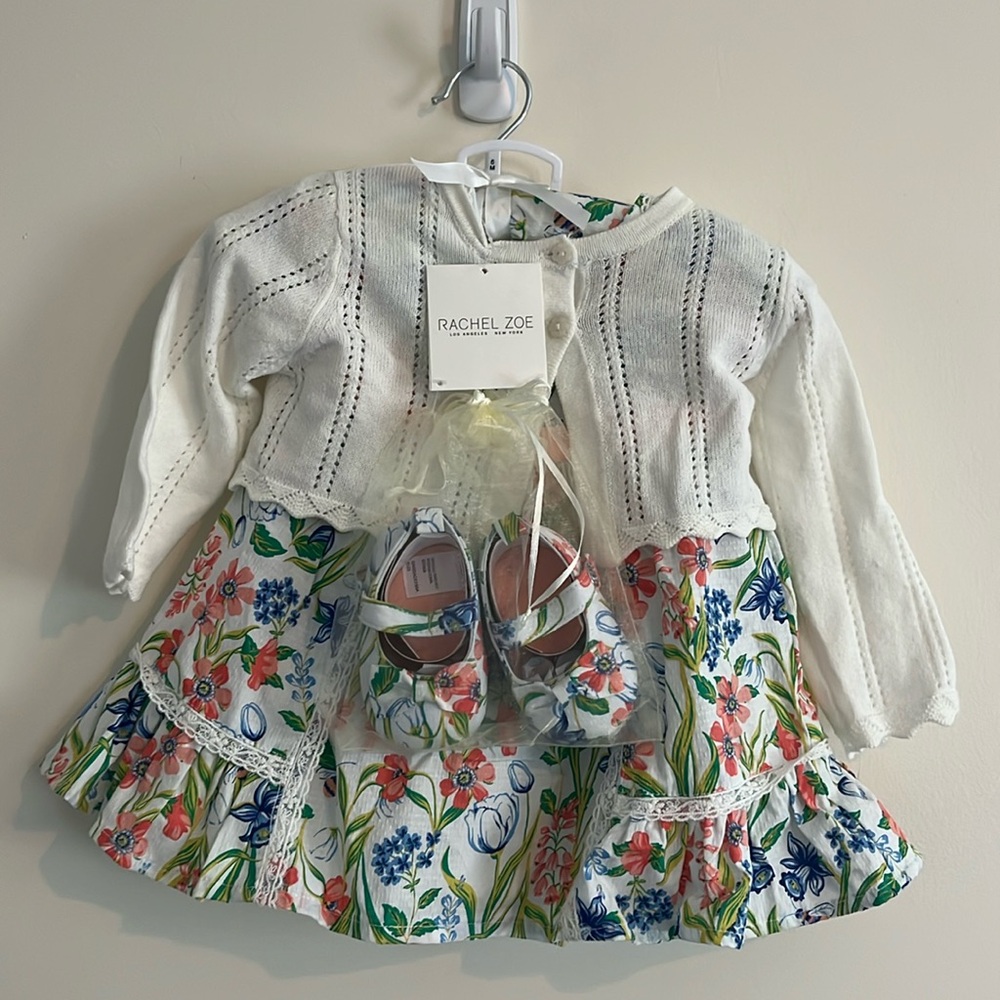 Rachel Zoe Baby Outfit Shoes Dress 6M floral Easter Holiday Spring NWT Lace‎